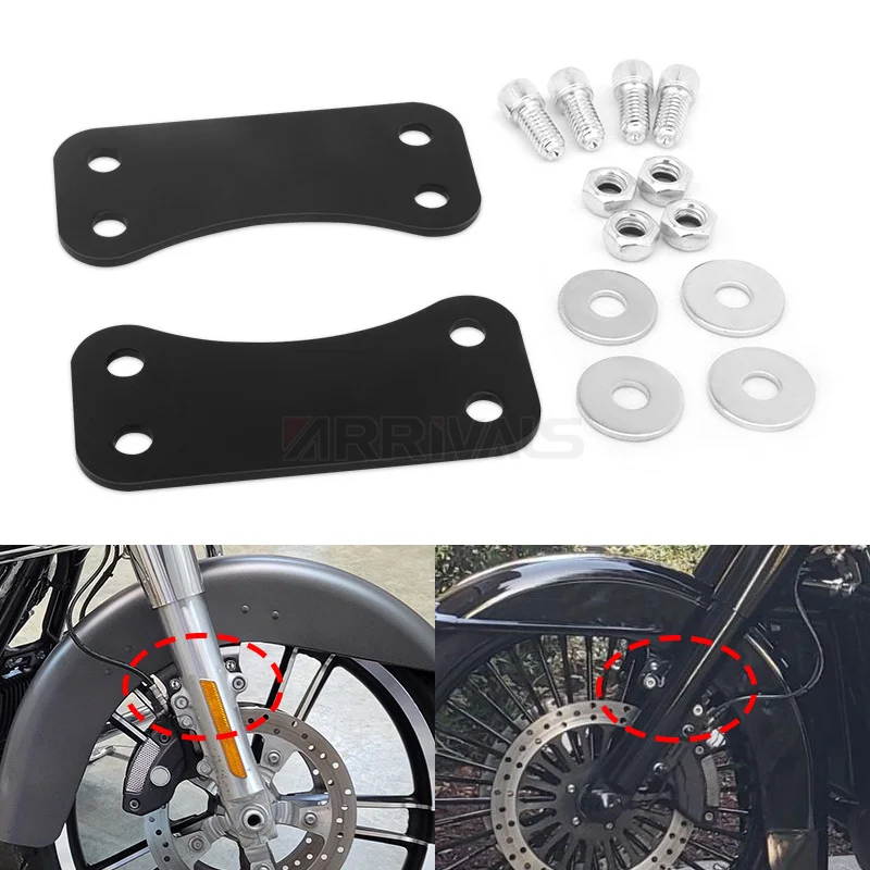 Black Motorcycle Front Fender Riser Lift Brackets for 21" Wheel Upgrade For Harley Touring Road King 2014-up
Black Motorcycle Front Fender Riser Lift Brackets for 21" Wheel Upgrade For Harley Touring Road King 2014-up