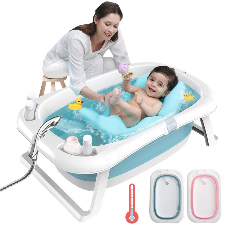 Folding Baby Bath Tub Portable Baby Shower Tubs with Thermometer Large Size Newborn Non-slip Cushion Adjustable Kids Bathtub
Folding Baby Bath Tub Portable Baby Shower Tubs with Thermometer Large Size Newborn Non-slip Cushion Adjustable Kids Bathtub