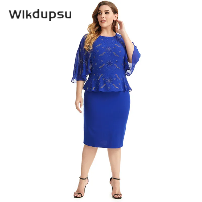 Dress Women Casual Chiffon Summer Blue Elegant Ruffle Midi Knee Length Pencil Mother of The Bride Groom Dresses Oversize Robe
Dress Women Casual Chiffon Summer Blue Elegant Ruffle Midi Knee Length Pencil Mother of The Bride Groom Dresses Oversize Robe