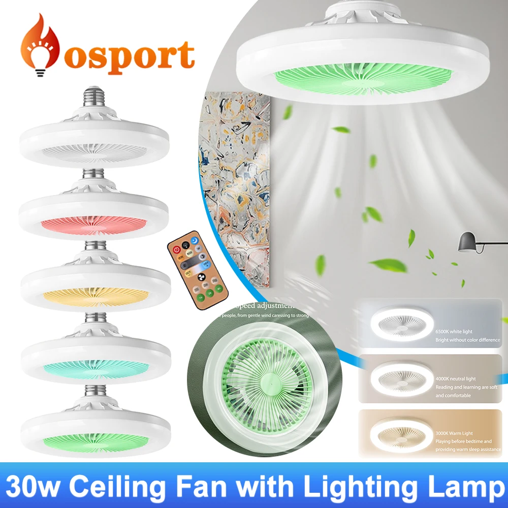 30w Ceiling Fan with Lighting Lamp Remote Control E27 Converter Base Smart Ceiling Lamp Silent 3 Speed for Bathroom Living Home
30w Ceiling Fan with Lighting Lamp Remote Control E27 Converter Base Smart Ceiling Lamp Silent 3 Speed for Bathroom Living Home