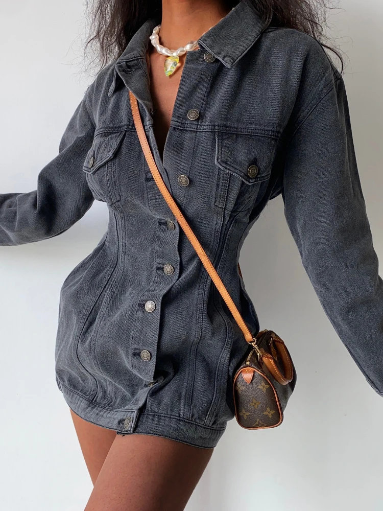 Female Slim Waist Denim Mini Dress Fashion Long Sleeve Button Pocket Decoration Preppy Casual Street Wear Jeans Y2k Clothing
Female Slim Waist Denim Mini Dress Fashion Long Sleeve Button Pocket Decoration Preppy Casual Street Wear Jeans Y2k Clothing