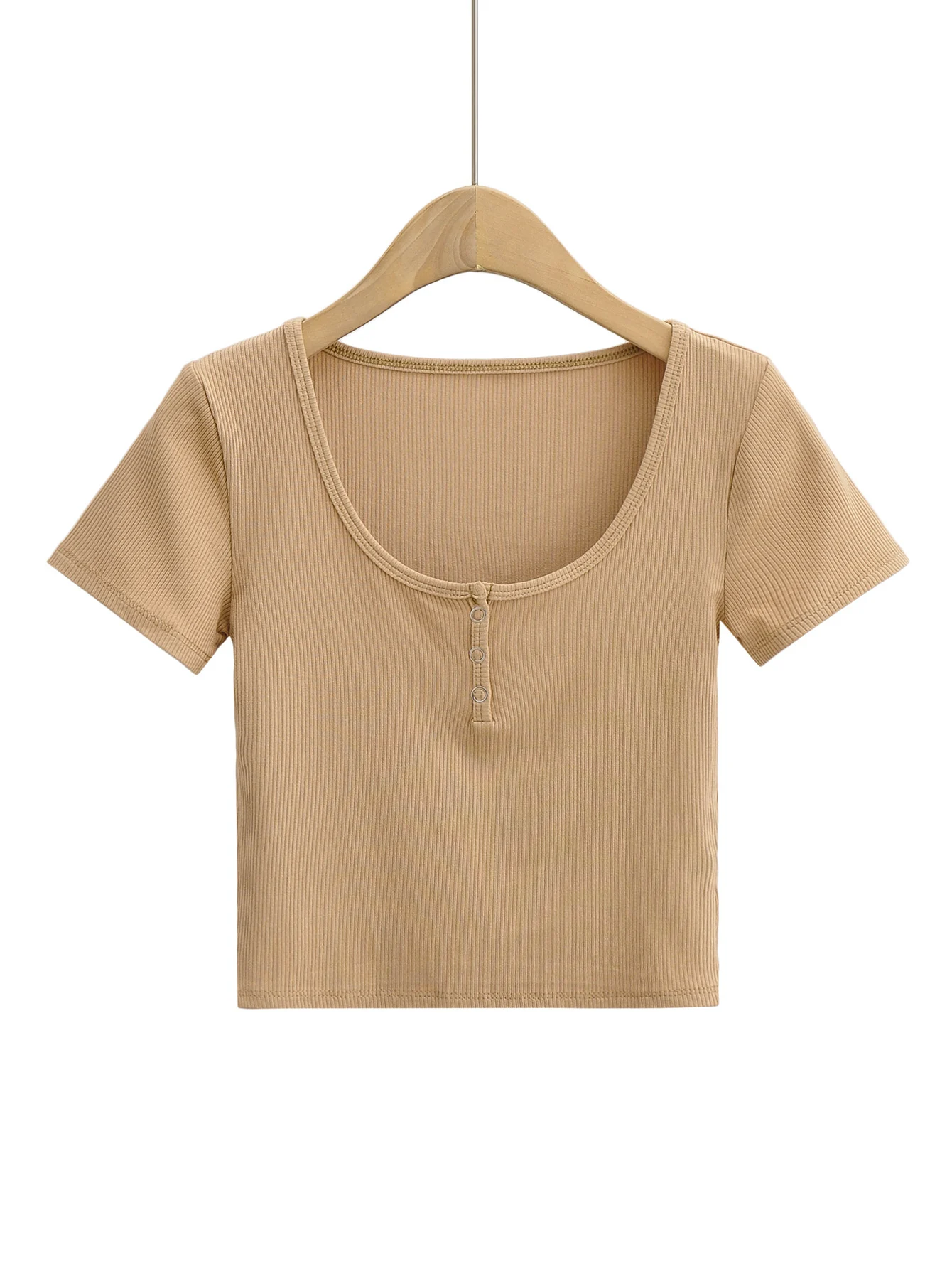 UNUTH Girls U Neck 5 Claw Button Short Sleeve Tees 2022 Summer Fashion Ladies Casual Soft Female Knitting Solid Color Tees Top
UNUTH Girls U Neck 5 Claw Button Short Sleeve Tees 2022 Summer Fashion Ladies Casual Soft Female Knitting Solid Color Tees Top