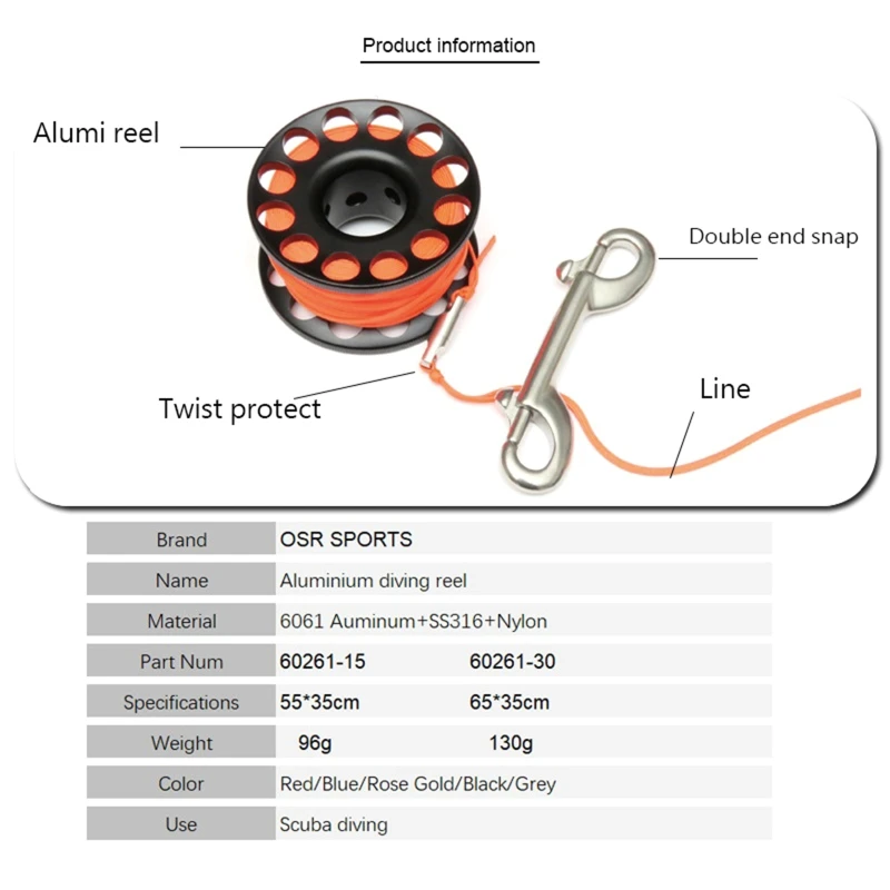 Finger Reel Scuba Diving Spool Finger Reel Aluminum Lightweight Finger Spool Reel with Stainless Steel Bolt Snap Hook
Finger Reel Scuba Diving Spool Finger Reel Aluminum Lightweight Finger Spool Reel with Stainless Steel Bolt Snap Hook