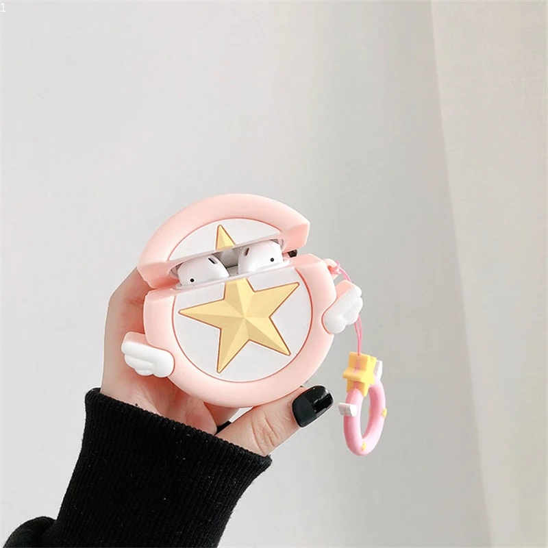 Bluetooth Headset Protective Cover Candy 3D Anime Cartoon Star Sakura Silicone Lanyard Earphone Case For Airpods 1 2 Pro 
Bluetooth Headset Protective Cover Candy 3D Anime Cartoon Star Sakura Silicone Lanyard Earphone Case For Airpods 1 2 Pro