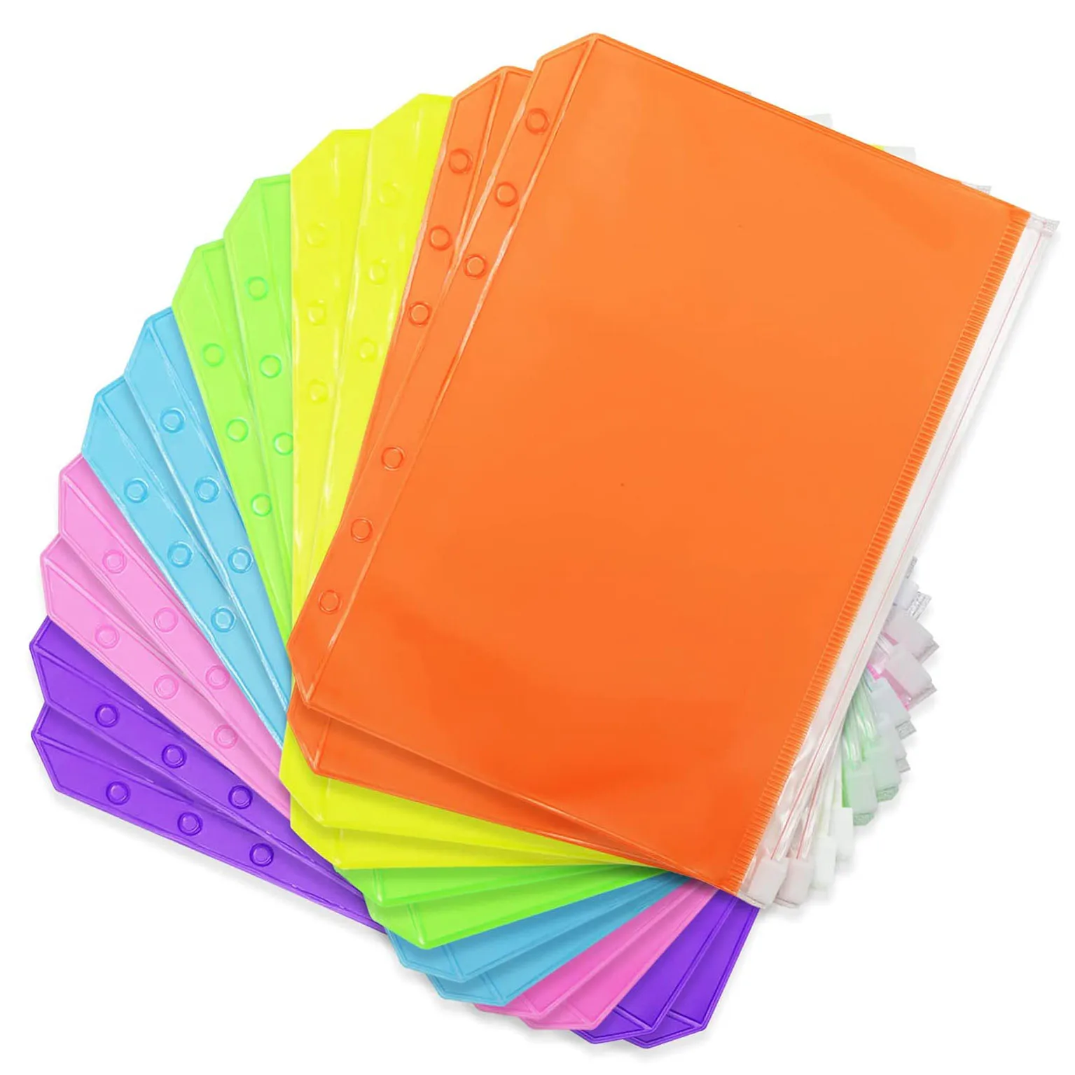 12 Pieces A5 Binder Pockets Colorful 6 Hole Cash Envelopes for A5 Notebook Loose Leaf Bags, Waterproof PVC Document Filing Bags
12 Pieces A5 Binder Pockets Colorful 6 Hole Cash Envelopes for A5 Notebook Loose Leaf Bags, Waterproof PVC Document Filing Bags