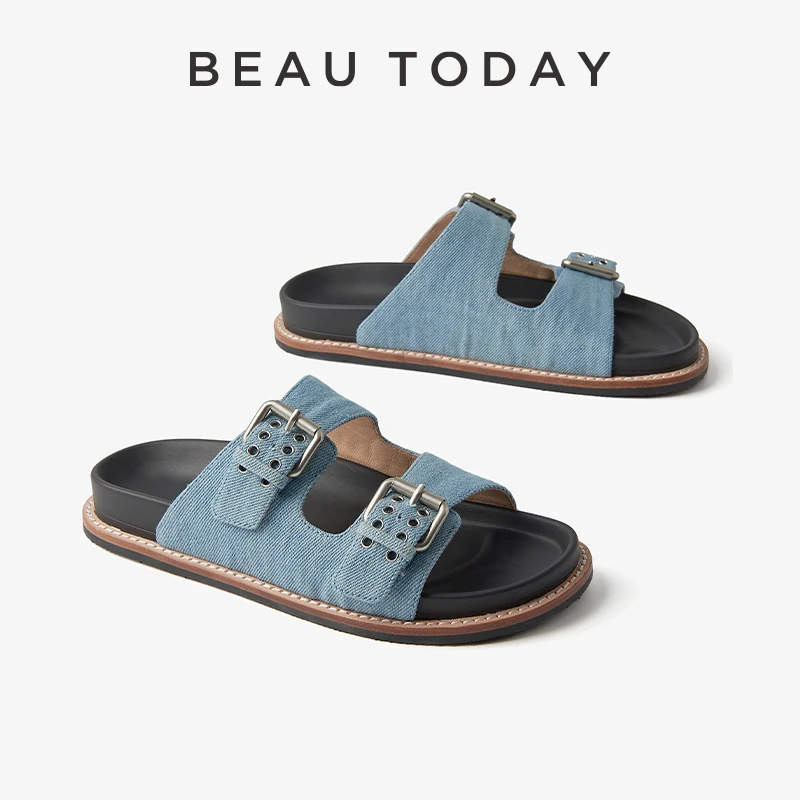 BEAUTODAY/модные сандалии; Женские джинсовые светильник; Цвет синий; Повседневная пляжная обувь на плоской подошве с металлической пряжкой; Летняя 2023; Женская обувь ручной работы; 34037
BEAUTODAY/модные сандалии; Женские джинсовые светильник; Цвет синий; Повседневная пляжная обувь на плоской подошве с металлической пряжкой; Летняя 2023; Женская обувь ручной работы; 34037