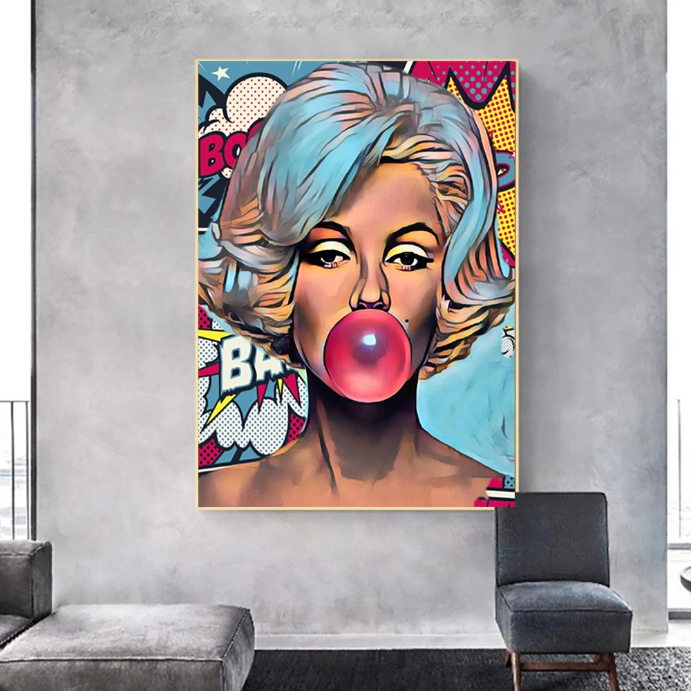Famous Marilyn Monroe Portrait Canvas Cuadros Pink Bubble Street Art Posters Print Graffiti Wall Painting Decorative Room Decor
Famous Marilyn Monroe Portrait Canvas Cuadros Pink Bubble Street Art Posters Print Graffiti Wall Painting Decorative Room Decor