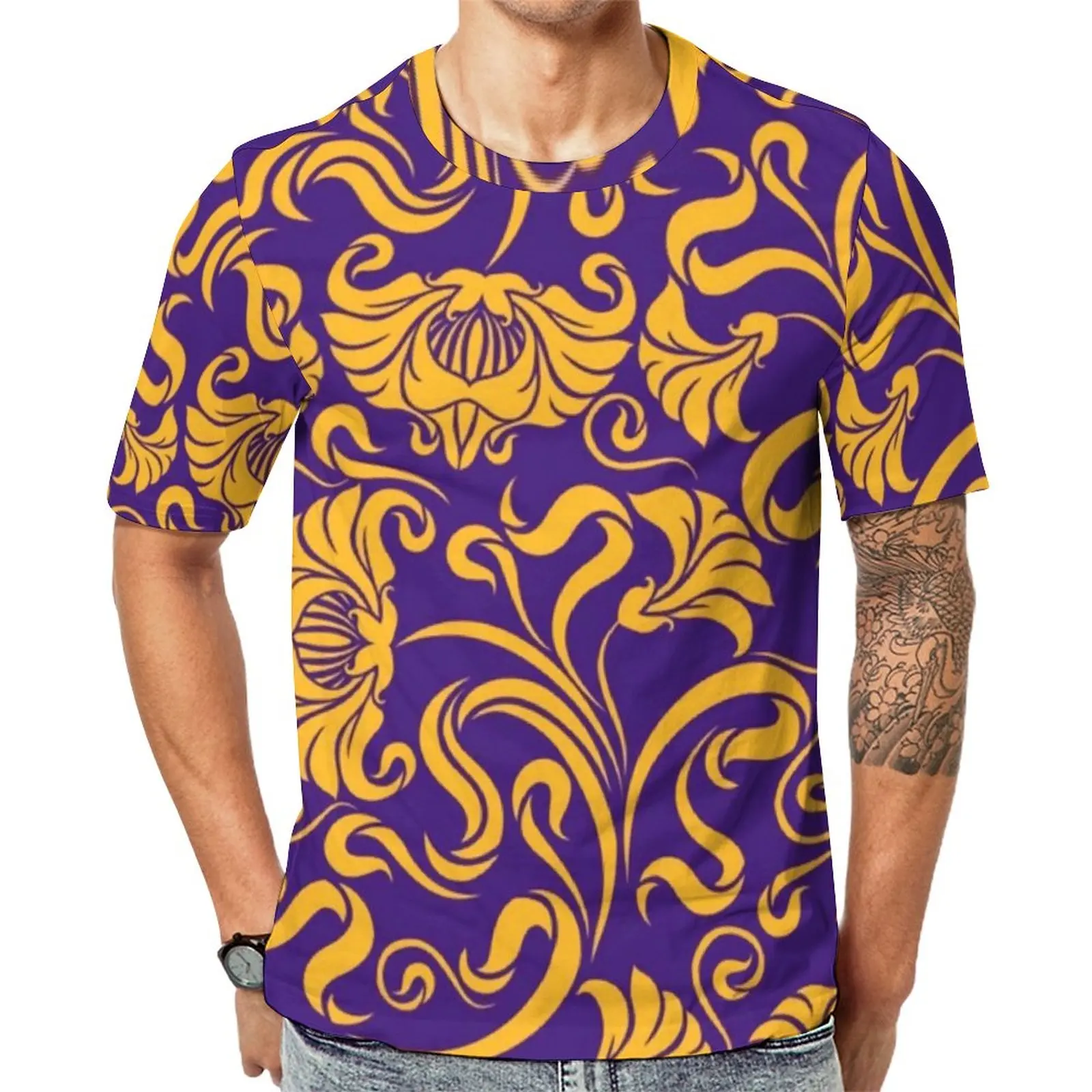 Baroque Floral T Shirt Gold Flowers Print Man Hippie T Shirts Summer Graphic Tee Shirt Short Sleeve Awesome Oversized Gift Idea
Baroque Floral T Shirt Gold Flowers Print Man Hippie T Shirts Summer Graphic Tee Shirt Short Sleeve Awesome Oversized Gift Idea