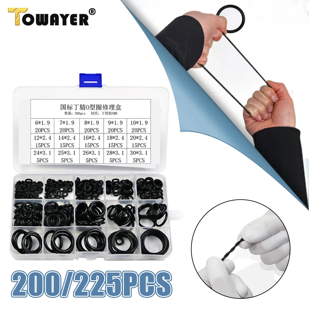 225 Pcs O-ring Rubber Gaskets Seal Ring Set Nitrile Rubber High Pressure O-Rings NBR Sealing Elastic Band O Rubber Rings Set
225 Pcs O-ring Rubber Gaskets Seal Ring Set Nitrile Rubber High Pressure O-Rings NBR Sealing Elastic Band O Rubber Rings Set