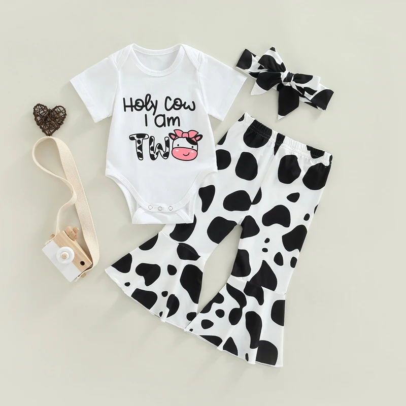 Toddler Baby Girl Outfit Holy Cow Im One Two Year Old Short Sleeve Romper/Shirt+Bell Bottoms Pants Birthday Outfits
Toddler Baby Girl Outfit Holy Cow Im One Two Year Old Short Sleeve Romper/Shirt+Bell Bottoms Pants Birthday Outfits