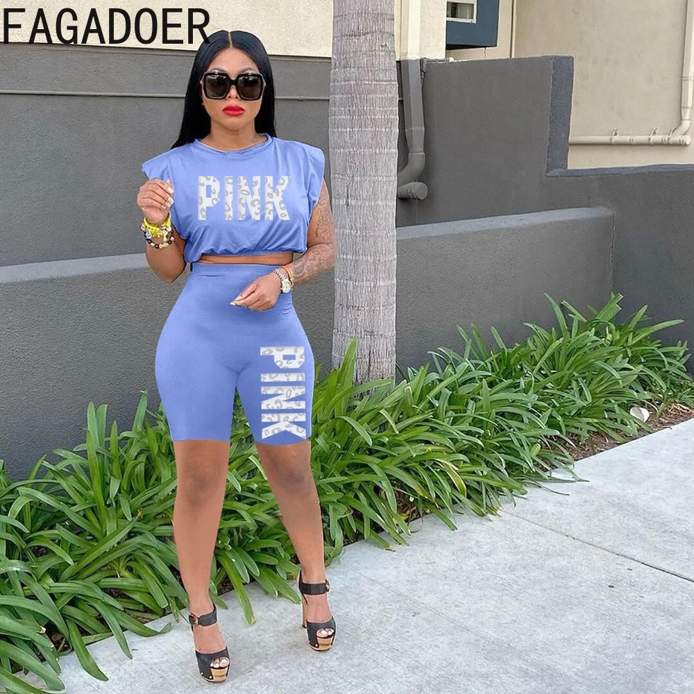 FAGADOER Fashion PINK Letter Print Shorts Tracksuits Women Sleeveless Crop Top+Jogger Shorts Two Piece Sets Casual Sport Outfits
FAGADOER Fashion PINK Letter Print Shorts Tracksuits Women Sleeveless Crop Top+Jogger Shorts Two Piece Sets Casual Sport Outfits