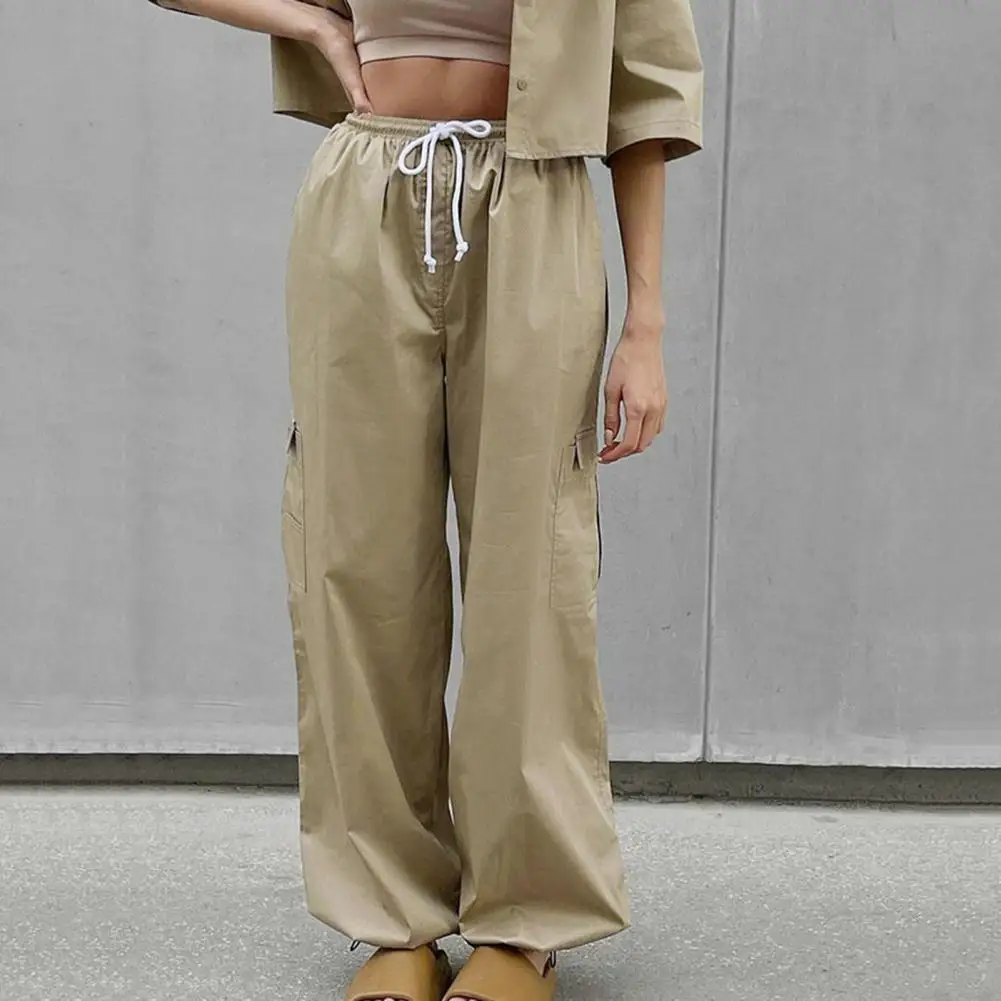 Women Casual Solid Color Drawstring High-Waist Cargo Pants Multi Pockets Sporty Wide Leg Pants for Women pantalones de mujer
Women Casual Solid Color Drawstring High-Waist Cargo Pants Multi Pockets Sporty Wide Leg Pants for Women pantalones de mujer
