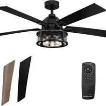 Fans with Lights and Remote Black with Light for Bedroom Farmhouse Outdoor Ceiling Fans for Patios Covered, 52 Inch Usb ceiling