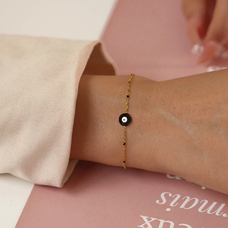 Bohemian Fashion Evil Eye Bracelets for Women Trendy Stainless Steel Gold Plated Dropping Oil Bracelet Jewelry Accessories 1Pc
Bohemian Fashion Evil Eye Bracelets for Women Trendy Stainless Steel Gold Plated Dropping Oil Bracelet Jewelry Accessories 1Pc