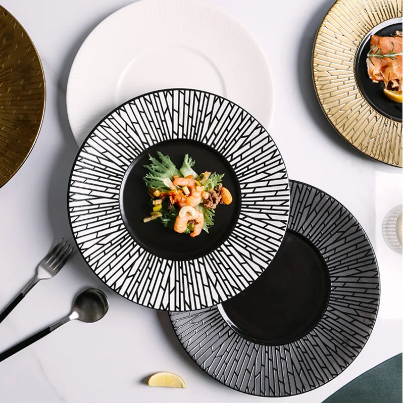 Hotel Restaurant with High-grade Ceramic Gold and Silver Plate Steak Plate Set Plate Creative Dish Steak Plate Plates Dinner
Hotel Restaurant with High-grade Ceramic Gold and Silver Plate Steak Plate Set Plate Creative Dish Steak Plate Plates Dinner