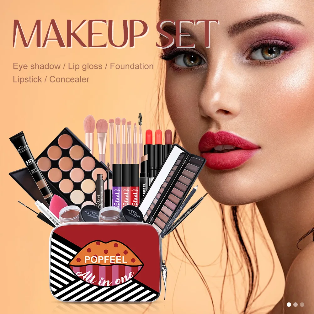 Makeup Sets All In One Makeup Kit For Women Full Makeup Set Eyeshadow Palette Concealer Mascara Lipstick Eyeliner Sponge Brush
Makeup Sets All In One Makeup Kit For Women Full Makeup Set Eyeshadow Palette Concealer Mascara Lipstick Eyeliner Sponge Brush