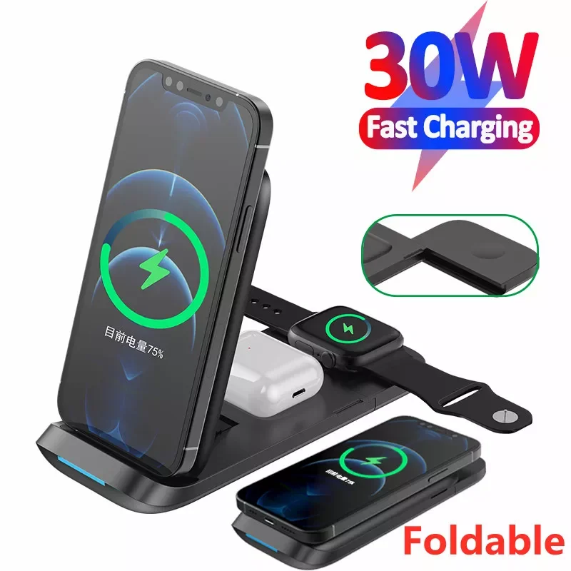 Fast Qi Wireless Charger Stand For iPhone 13 12 11 XS XR X 8 3 in 1 Charging Dock Station for Apple Watch 7 6 SE Airpods Pro
Fast Qi Wireless Charger Stand For iPhone 13 12 11 XS XR X 8 3 in 1 Charging Dock Station for Apple Watch 7 6 SE Airpods Pro