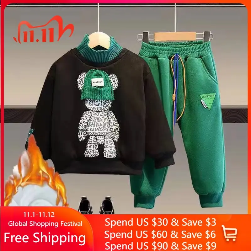 Baby Boys Girls Clothing Set Autumn Winter Children Plush Thickened Sweater Outerwear Tops Pants 2PCS Outfits Kids Costume Suit
Baby Boys Girls Clothing Set Autumn Winter Children Plush Thickened Sweater Outerwear Tops Pants 2PCS Outfits Kids Costume Suit