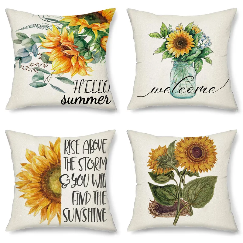 Summer Sunflower Cotton Linen Pillowcase with Watercolor Flowers Pillows Case for Living Room Garden Chair Pillow Cover Sofa Bed
Summer Sunflower Cotton Linen Pillowcase with Watercolor Flowers Pillows Case for Living Room Garden Chair Pillow Cover Sofa Bed