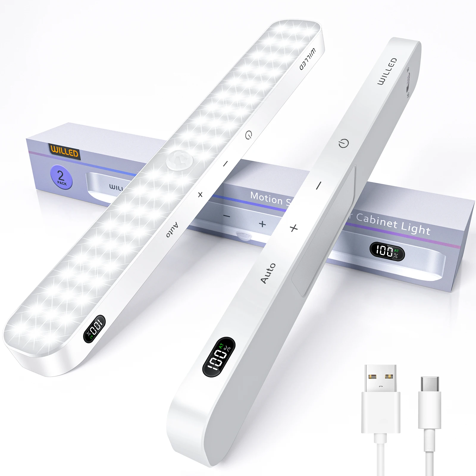 WILLED Motion Sensor Cabinet Light Battery Display 60 LED Touch Light Bar Wireless Rechargeable Battery Night Light
WILLED Motion Sensor Cabinet Light Battery Display 60 LED Touch Light Bar Wireless Rechargeable Battery Night Light