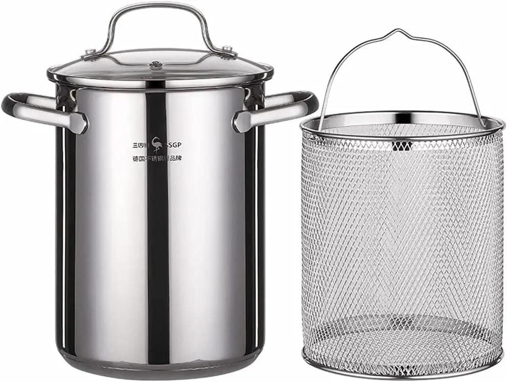 Steel Fry Pot with Lid and Basket Stove Top Deep Fryer (Diameter 9.6 in Height 11in)
Steel Fry Pot with Lid and Basket Stove Top Deep Fryer (Diameter 9.6 in Height 11in)