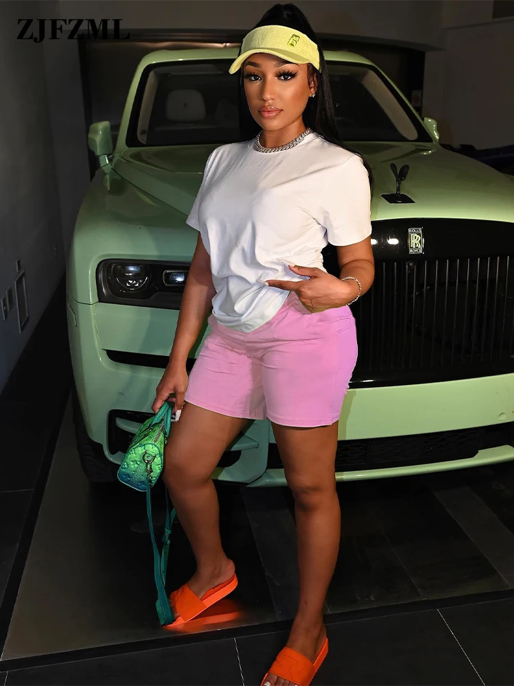 Casual Women's Short Set Two Piece Sweatsuit Casual Summer Solid Short Sleeve O-neck T-shirts and High Waist Biker Short Outfits
Casual Women's Short Set Two Piece Sweatsuit Casual Summer Solid Short Sleeve O-neck T-shirts and High Waist Biker Short Outfits