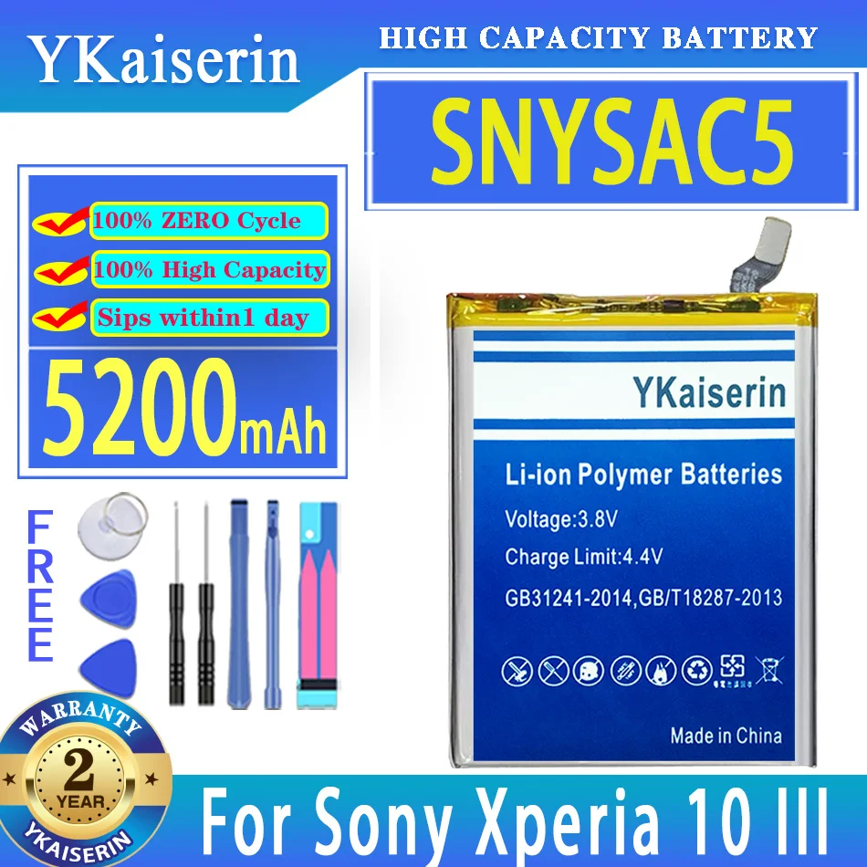 Mobile Phone Batteries YKaiserin 5200mah Battery SNYSAC5 For Sony Xperia 10 III 10III X10III SO-52B SOG04 XQ-BT52 A102SO
Mobile Phone Batteries YKaiserin 5200mah Battery SNYSAC5 For Sony Xperia 10 III 10III X10III SO-52B SOG04 XQ-BT52 A102SO