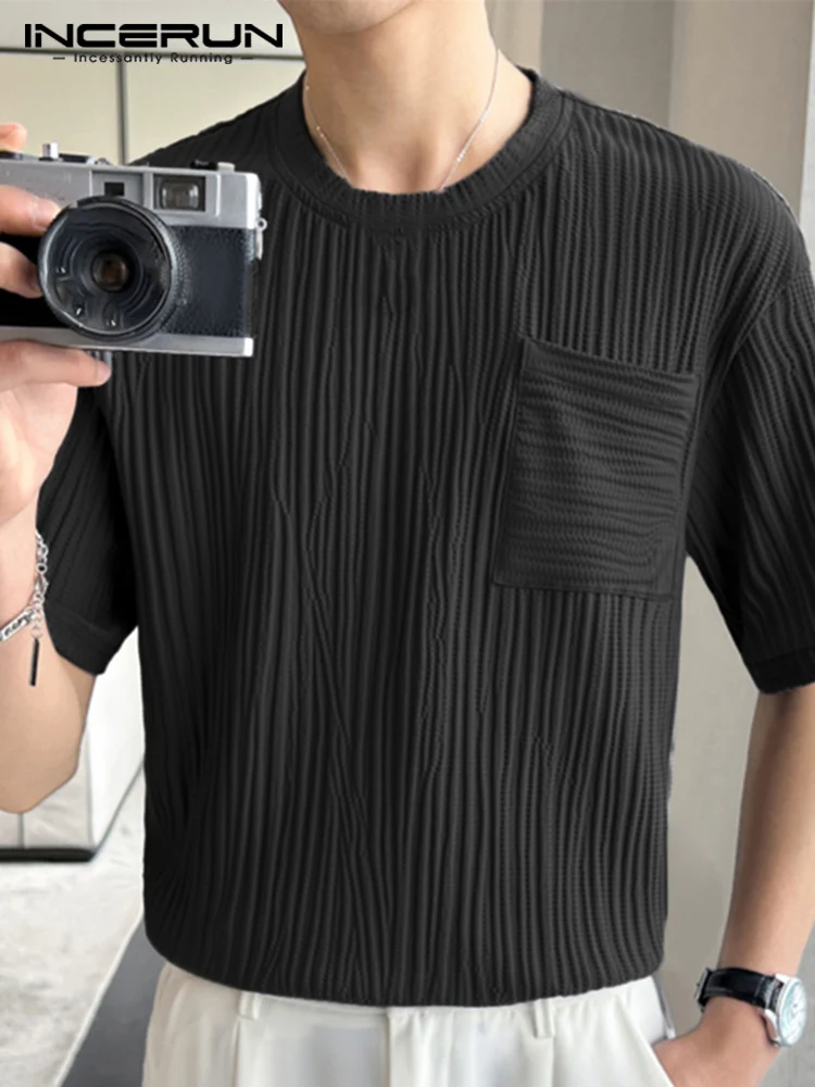 Casual Simple Style Men's Tops INCERUN Pleated Short Sleeve Camiseta Fashion Male Hot Sale Solid Comfortable O-Neck T-shirts-5XL
Casual Simple Style Men's Tops INCERUN Pleated Short Sleeve Camiseta Fashion Male Hot Sale Solid Comfortable O-Neck T-shirts-5XL