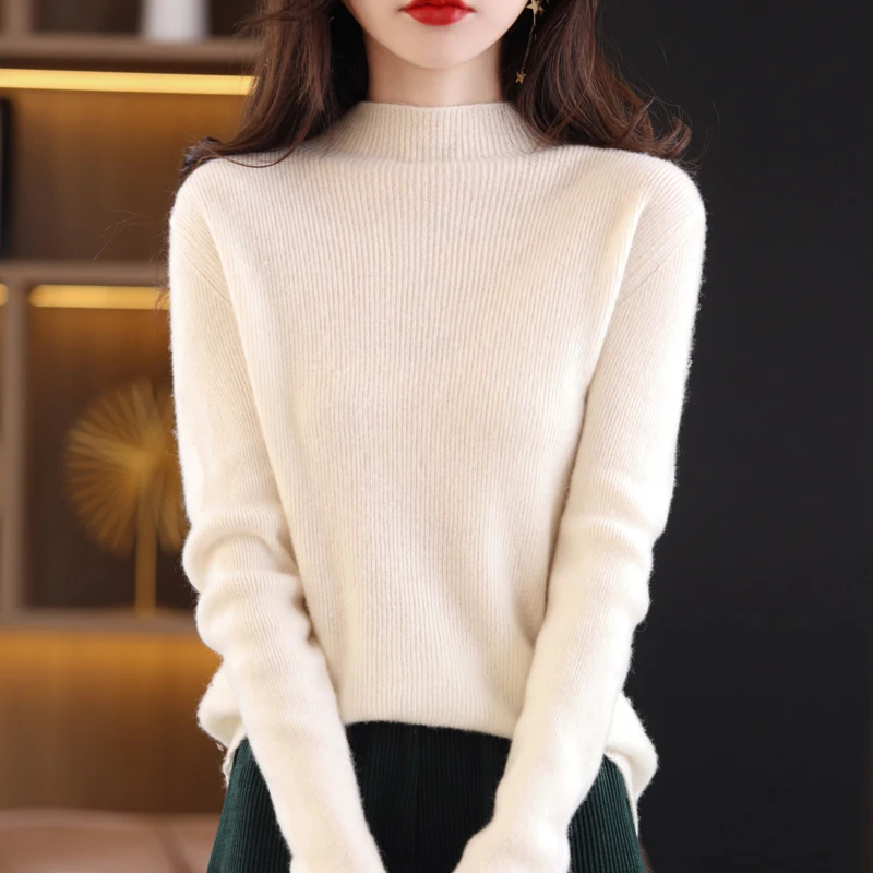 Half Turtleneck Sweater Women's Knitted Base Shirt Fall/Winter New Fashion Slim Solid Color Lined Long Sleeve Pullover Pure
Half Turtleneck Sweater Women's Knitted Base Shirt Fall/Winter New Fashion Slim Solid Color Lined Long Sleeve Pullover Pure