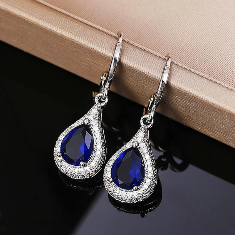 Luxury Elegant Blue Pear Shape Drop Earrings Women for Engagement Wedding Accessories Anniversary Party Lady Jewelry Fancy Gift 
Luxury Elegant Blue Pear Shape Drop Earrings Women for Engagement Wedding Accessories Anniversary Party Lady Jewelry Fancy Gift