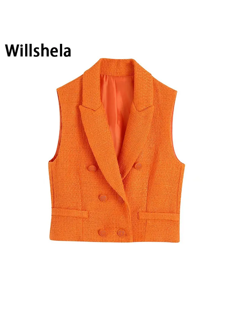 Willshela Women Fashion Texture Solid Double Breasted Tank Tops Vintage Notched Neck Sleeveless Female Chic Lady Vest Outfits
Willshela Women Fashion Texture Solid Double Breasted Tank Tops Vintage Notched Neck Sleeveless Female Chic Lady Vest Outfits