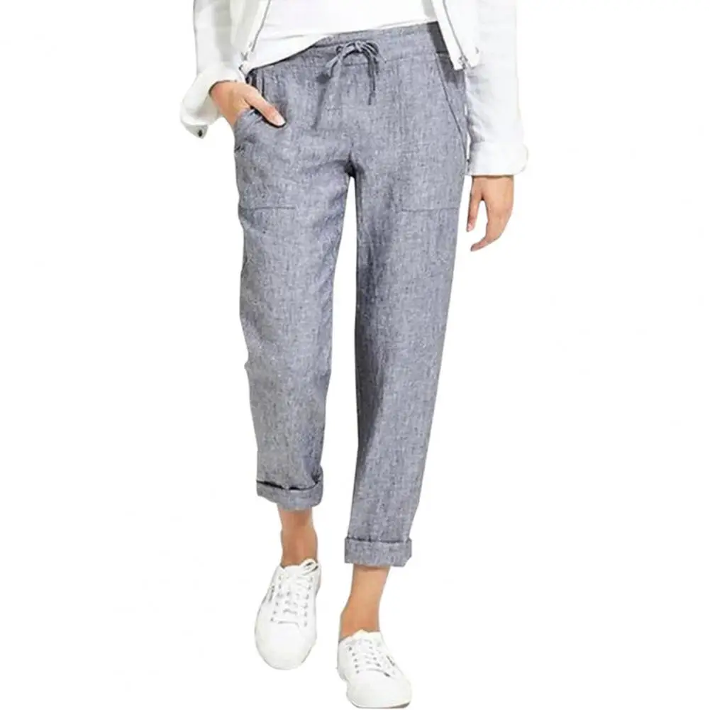 Summer All-match High waist Casual Pants Slant Pockets Solid Color Drawstring Elastic Waist Harem Ladies Trousers
Summer All-match High waist Casual Pants Slant Pockets Solid Color Drawstring Elastic Waist Harem Ladies Trousers
