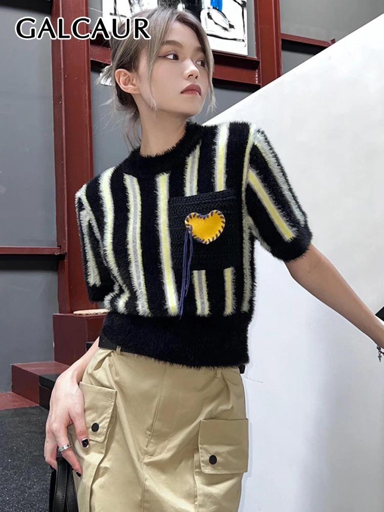 GALCAUR Hit Color Sweater For Women Round Neck Long Sleeve Patchwork Appliques Striped Knitting Sweaters Female Autumn Clothing
GALCAUR Hit Color Sweater For Women Round Neck Long Sleeve Patchwork Appliques Striped Knitting Sweaters Female Autumn Clothing