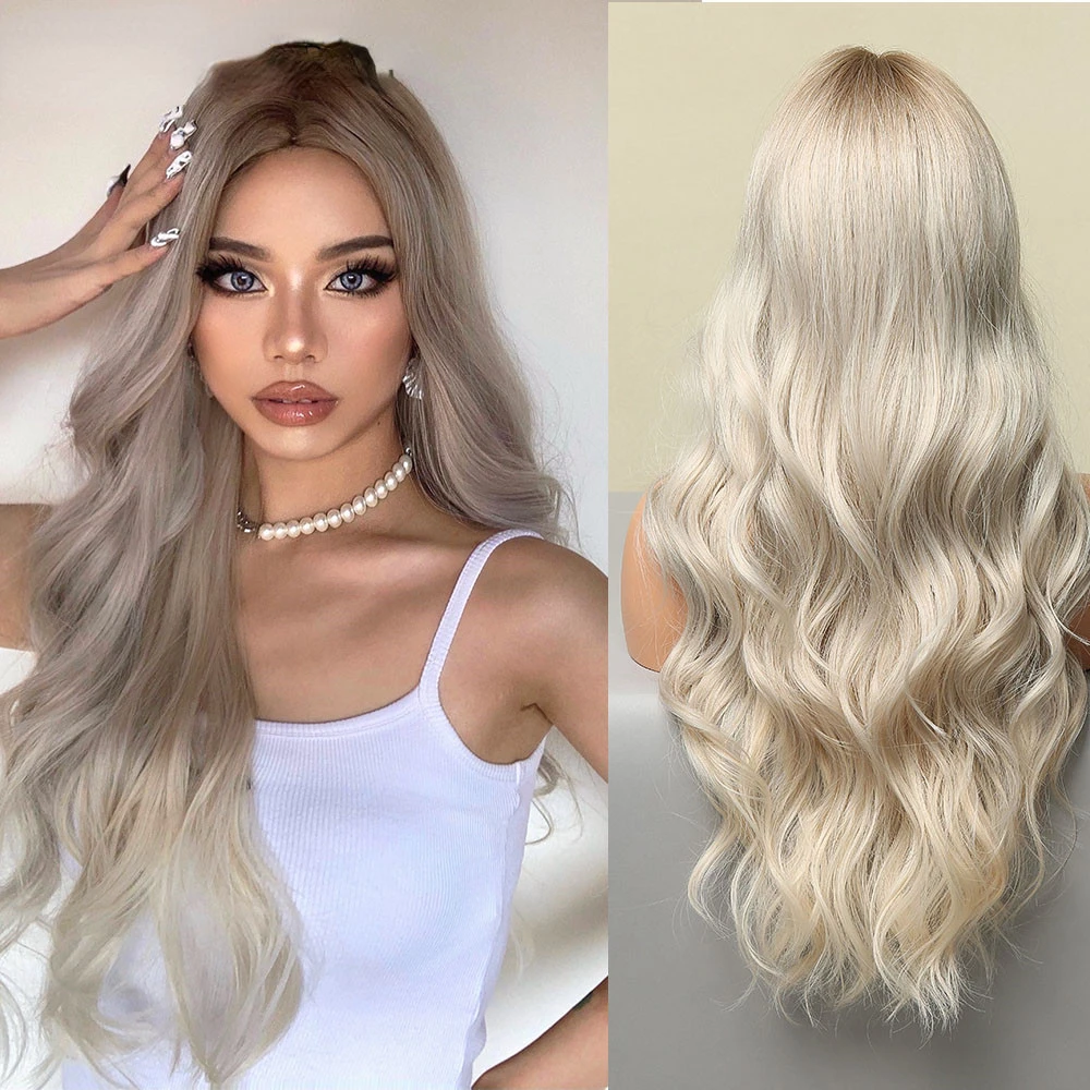 Long Wavy White Blonde Platinum Ombre Synthetic Wigs Natural Cosplay Wigs for Women Middle Part Wig Heat Resistant
Long Wavy White Blonde Platinum Ombre Synthetic Wigs Natural Cosplay Wigs for Women Middle Part Wig Heat Resistant