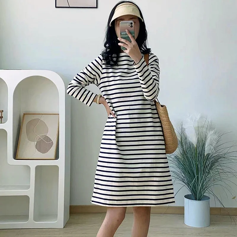 Платье женское средней длины в полоску, хлопковый простой и элегантный формальный сарафан в Корейском стиле, с длинным рукавом, Y2k, лето 2023
Платье женское средней длины в полоску, хлопковый простой и элегантный формальный сарафан в Корейском стиле, с длинным рукавом, Y2k, лето 2023