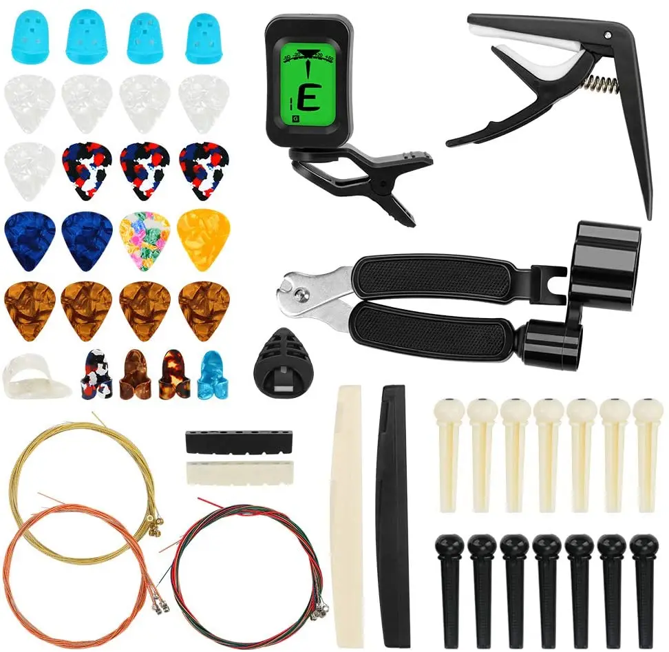 65 PCS Professional Guitar Accessories Kit with Guitar String Guitar Tuner Guitar Capo String Winder Cutter Guitar Picks Tools
65 PCS Professional Guitar Accessories Kit with Guitar String Guitar Tuner Guitar Capo String Winder Cutter Guitar Picks Tools