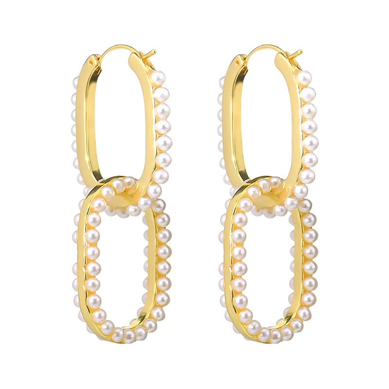Fashion Hoop Earrings For Women Double Freshwater Pearl Luxury Quality Gold Color Female Earrings Christmas Gift Female Jewelry
Fashion Hoop Earrings For Women Double Freshwater Pearl Luxury Quality Gold Color Female Earrings Christmas Gift Female Jewelry