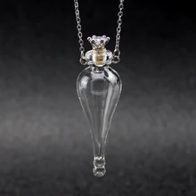 1PC Clear Glass Perfume Bottle Pendant Necklaces Liquid Luck Bottle Felix Felicis Magical Potion Wishing Drifting Bottle