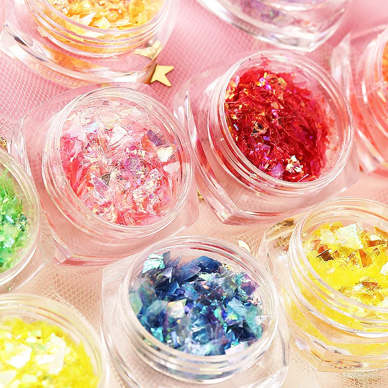Iridescent Candy nail art Unicorn Crushed maylar ,mermaids flakes Broken Glass Mirror flakes ,3D Decorations Manicure
Iridescent Candy nail art Unicorn Crushed maylar ,mermaids flakes Broken Glass Mirror flakes ,3D Decorations Manicure
