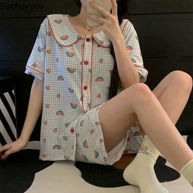 Casual Pajama Sets Women Turn-down Collars New Simple Design Cozy Lovely Summer Breathable Trendy Daily Harajuku Lounge Wear Ins
Casual Pajama Sets Women Turn-down Collars New Simple Design Cozy Lovely Summer Breathable Trendy Daily Harajuku Lounge Wear Ins