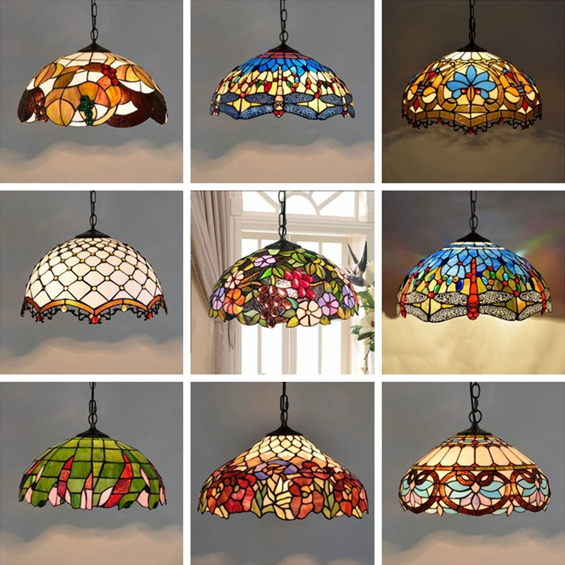 Mediterranean Stained Glass Pendant Lights Vinatge Tiffany Hanging Lamp for Living Room Decoration Kitchen Bedroom Light Fixture
Mediterranean Stained Glass Pendant Lights Vinatge Tiffany Hanging Lamp for Living Room Decoration Kitchen Bedroom Light Fixture