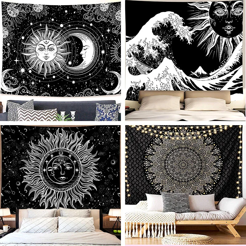 Mandala Tapestry White Black Sun And Moon Trot Wall Hanging Starry Night Sky Kanagawa Surfing Mural Murale Decoracao Quarto
Mandala Tapestry White Black Sun And Moon Trot Wall Hanging Starry Night Sky Kanagawa Surfing Mural Murale Decoracao Quarto