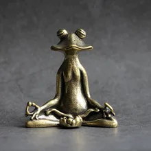Vintage Brass Meditation Zen Buddhist Frog Statue Trinket Copper Animal Sculpture Incense Burner Home Desk Decoration Tea Pet