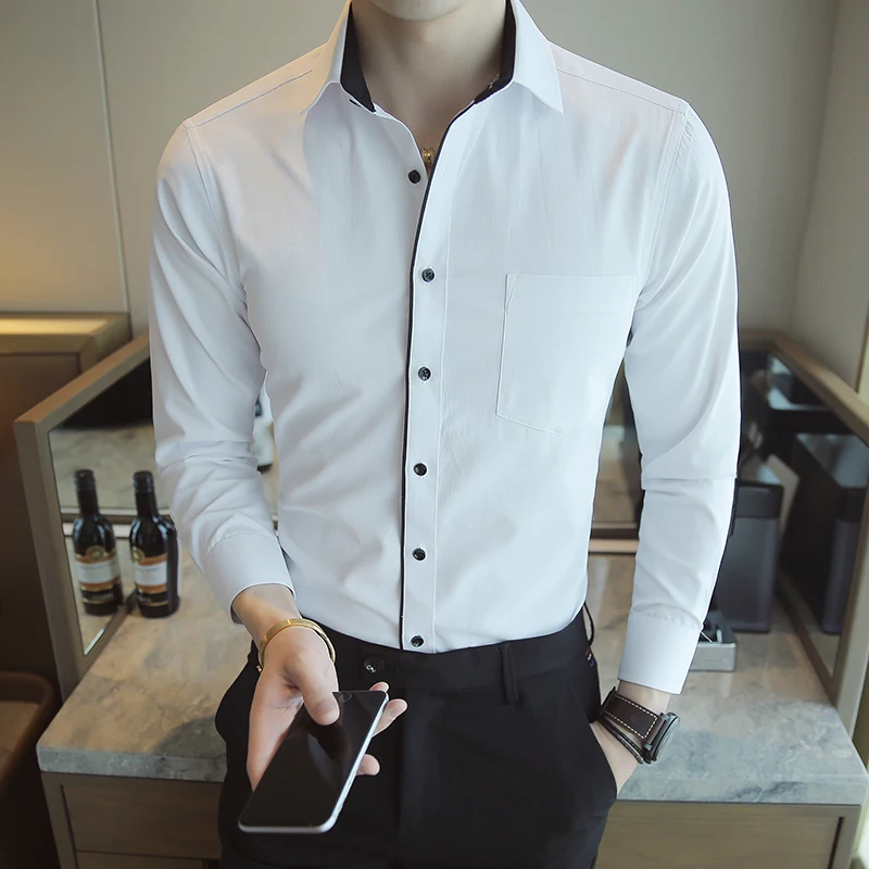 Men White Dress Shirts Slim Fit Long Sleeves Shirts Male Business Casual Shirts New Spring Autumn Men Solid Color Shirts 5XL
Men White Dress Shirts Slim Fit Long Sleeves Shirts Male Business Casual Shirts New Spring Autumn Men Solid Color Shirts 5XL