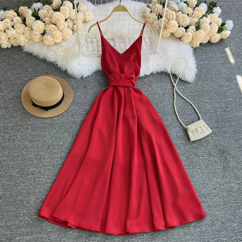 Soild Color Vestidos Slim Trend 2022 High Waist For Party Women A-line Sexy Dress V-Neck Spaghetti Strap Backless Dresses
Soild Color Vestidos Slim Trend 2022 High Waist For Party Women A-line Sexy Dress V-Neck Spaghetti Strap Backless Dresses