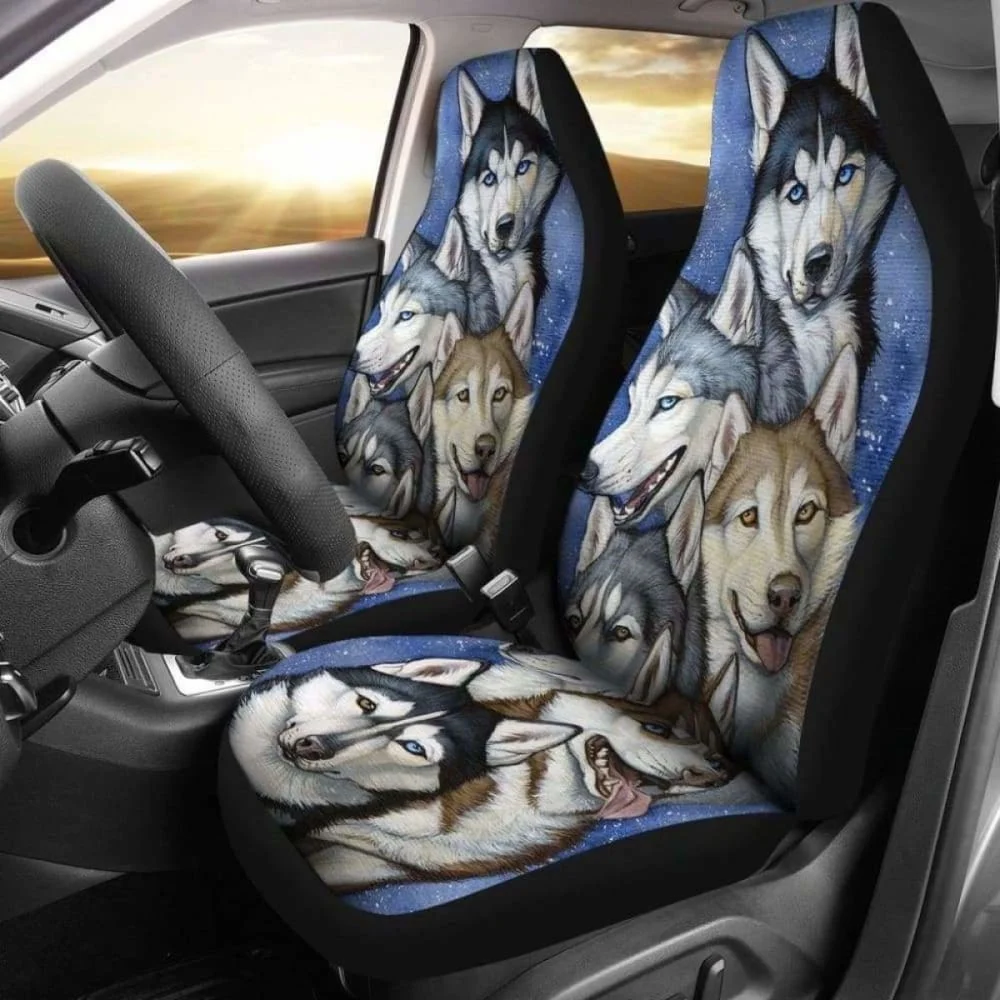Husky Family Dogs Pets Animals Car Seat Covers,Pack of 2 Universal Front Seat Protective Cover 
Husky Family Dogs Pets Animals Car Seat Covers,Pack of 2 Universal Front Seat Protective Cover