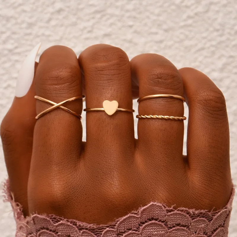 4 Pcs/set Adjustable Geometric Heart Personality Fashion Rings Set Jewelry Accessories for Women
4 Pcs/set Adjustable Geometric Heart Personality Fashion Rings Set Jewelry Accessories for Women