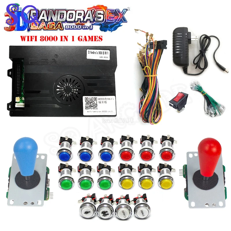 

3D Pandora Saga Box 8000 in 1 DIY Kit 2 Player with Copy Sanwa Joystick Chrome Button for Arcade Game Console Cabinet