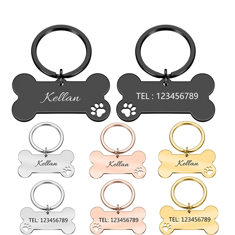 

Personalized Pet Dog Tags Shiny Steel Free Engraving Kitten Puppy Anti-lost Collars Tag for Dog Cat Nameplate Pet Accessoires