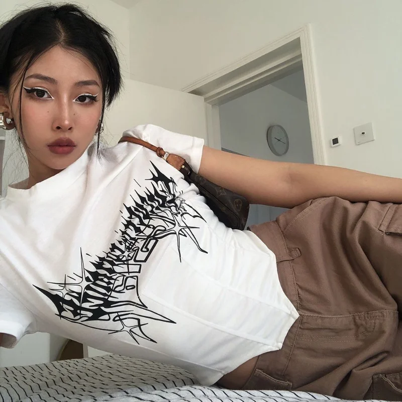 Sexy Hot Short Summer Fish Bone Camiseta O Neck Women Top Slim Waist White Print T-shirt Streetwear American Chic Y2k Tees
Sexy Hot Short Summer Fish Bone Camiseta O Neck Women Top Slim Waist White Print T-shirt Streetwear American Chic Y2k Tees